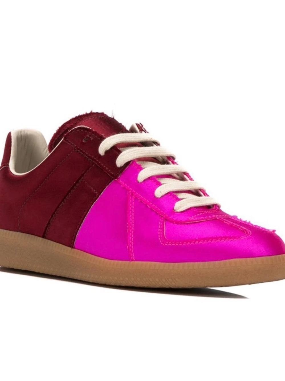 Maison Martin Margiela Two-Tone Pink and Burgundy Low-Top Sneaker